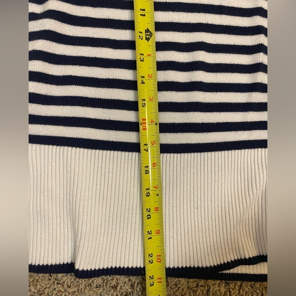 Women’s Tahari Striped Jersey Pullover Sweater, Navy Blue/White, XL - Picture 6 of 6